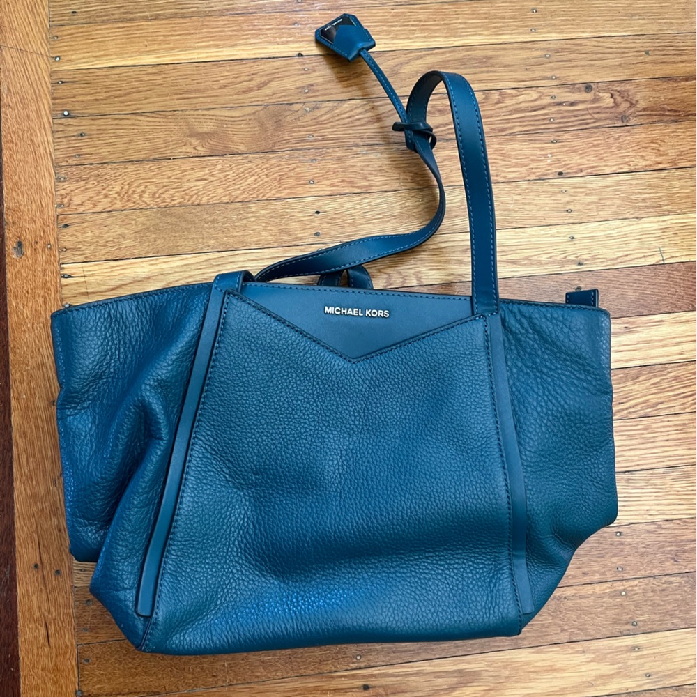 Michael Kors Navy Pebbled Leather Shoulder Bag